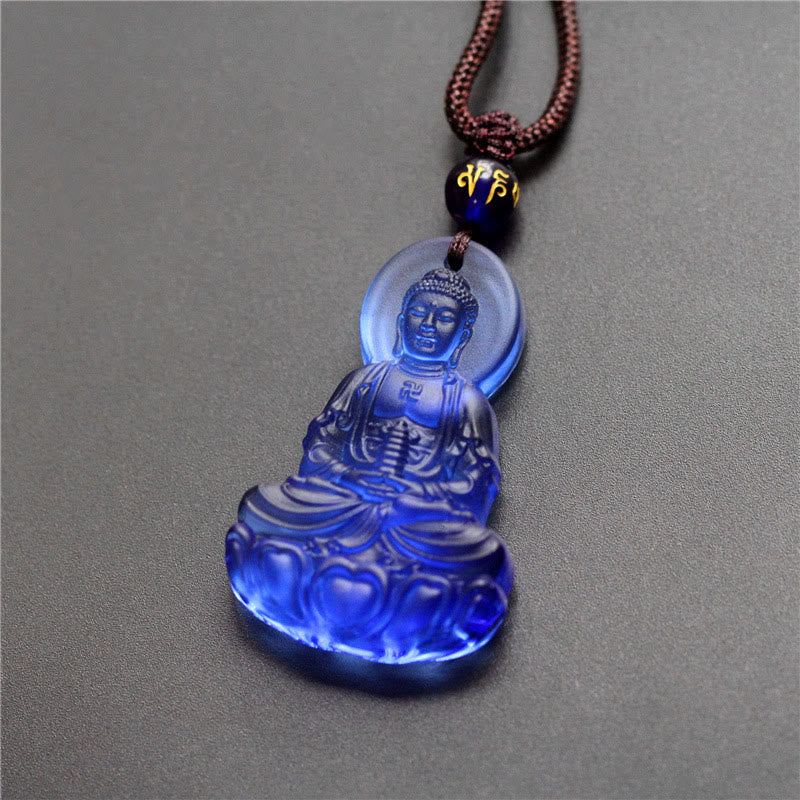 Collana con ciondolo Buddha Stones Liuli Crystal Medicine Buddha Serenity - Buddha della Medicina - Blu - image 1