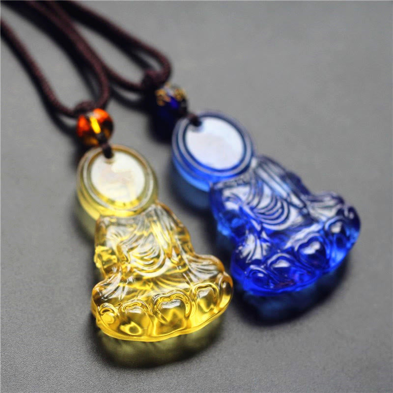 Collana con ciondolo Buddha Stones Liuli Crystal Medicine Buddha Serenity - image 6