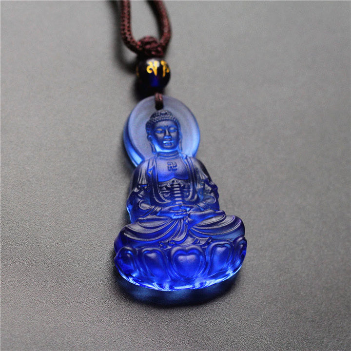 Collana con ciondolo Buddha Stones Liuli Crystal Medicine Buddha Serenity - image 2