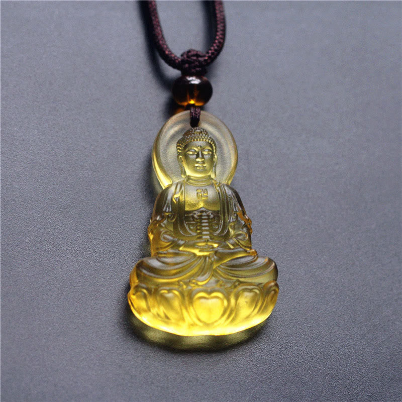 Collana con ciondolo Buddha Stones Liuli Crystal Medicine Buddha Serenity - image 4