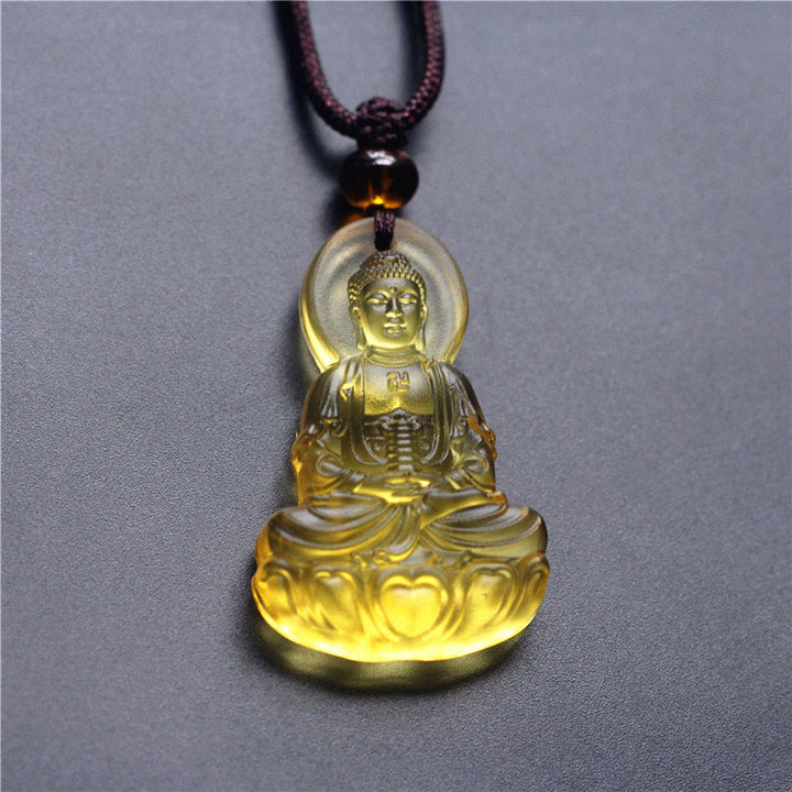 Collana con ciondolo Buddha Stones Liuli Crystal Medicine Buddha Serenity - image 4