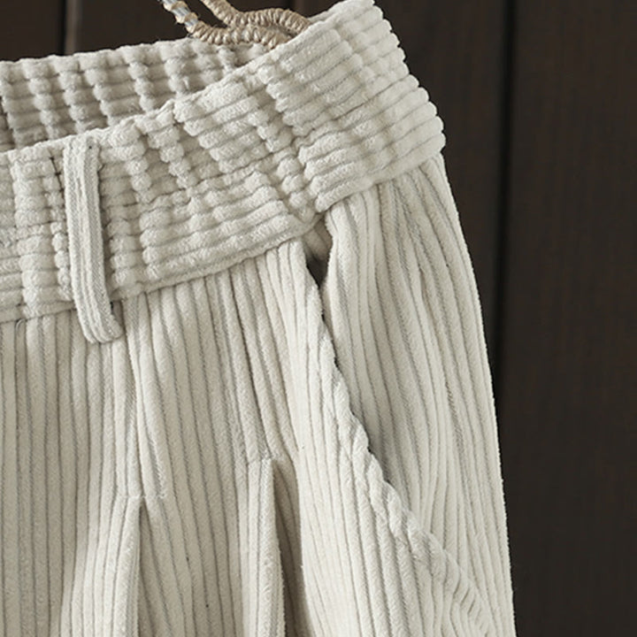 Pantaloni harem invernali da donna in velluto a coste di cotone con vita alta e fodera in pile, con tasche , Buddha Stones - image 4