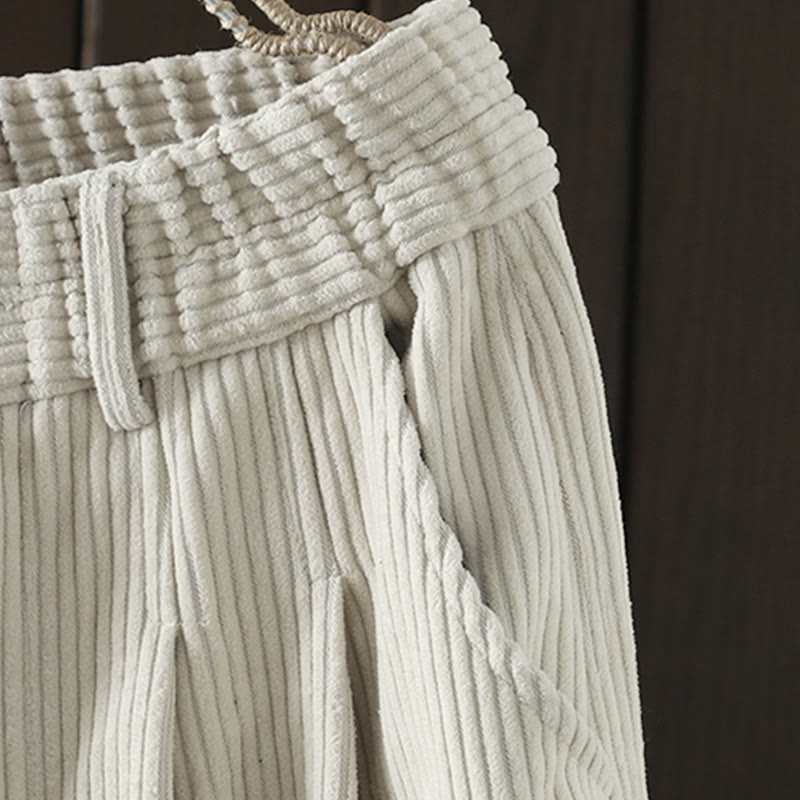 Pantaloni harem invernali da donna in velluto a coste di cotone con vita alta e fodera in pile, con tasche , Buddha Stones - image 4