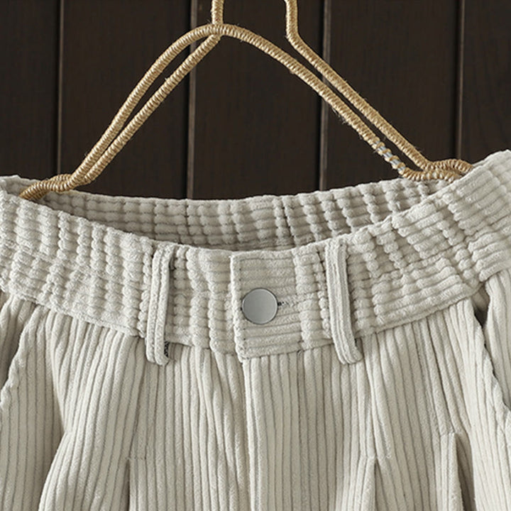 Pantaloni harem invernali da donna in velluto a coste di cotone con vita alta e fodera in pile, con tasche , Buddha Stones - image 3