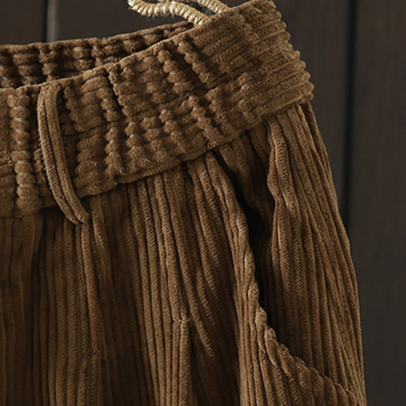 Pantaloni harem invernali da donna in velluto a coste di cotone con vita alta e fodera in pile, con tasche , Buddha Stones - image 20