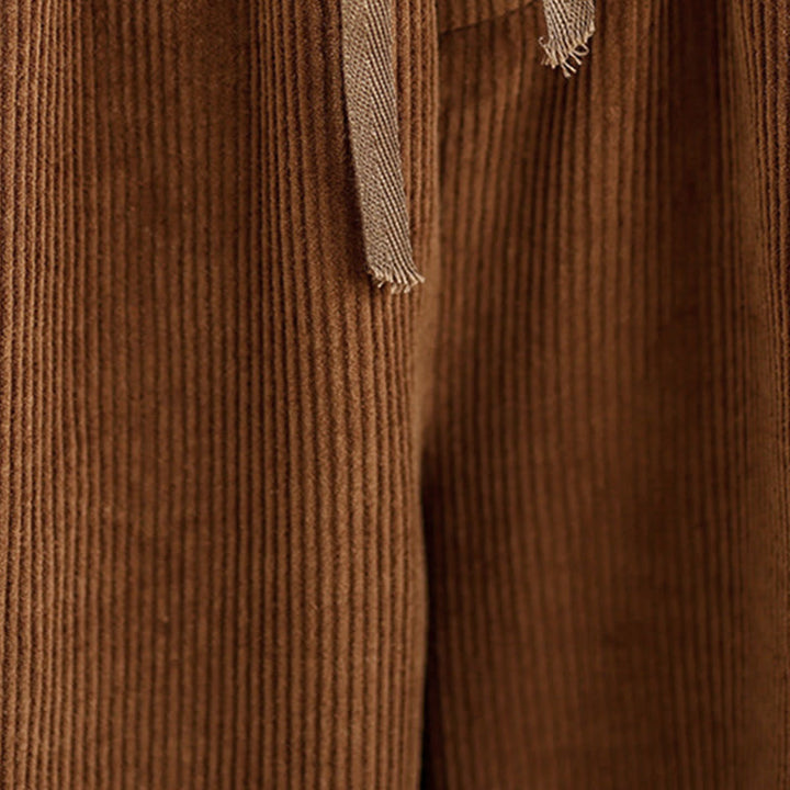 Pantaloni da donna in velluto a coste con coulisse e tasche, a contrasto di colore , Buddha Stones - image 6