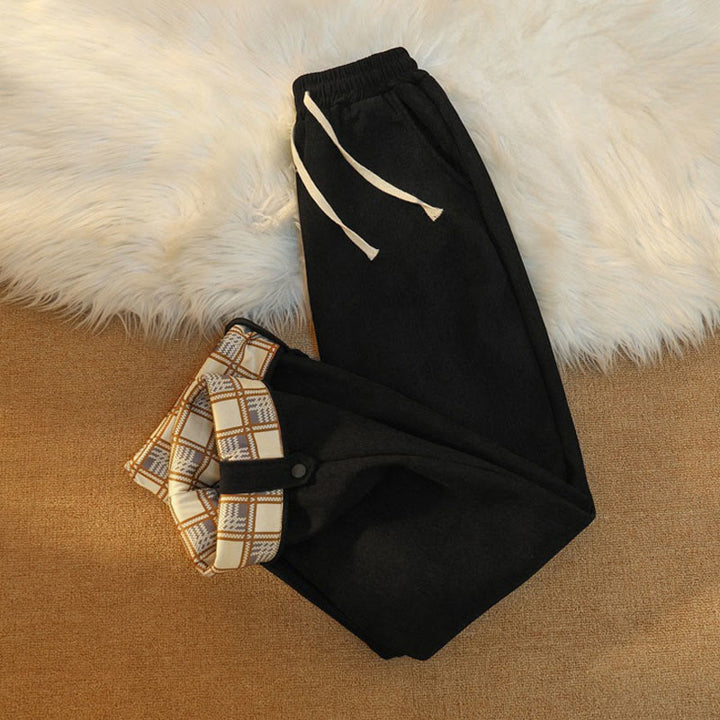 Pantaloni larghi da donna in velluto a coste di cotone patchwork con fodera in pile e tasche Buddha Stones - image 16