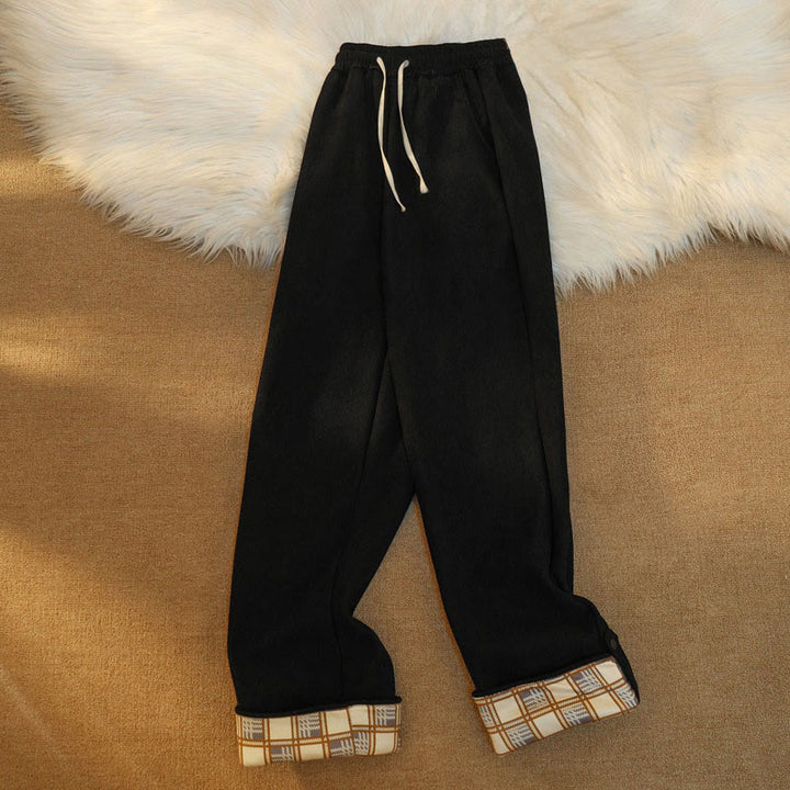 Pantaloni larghi da donna in velluto a coste di cotone patchwork con fodera in pile e tasche Buddha Stones - image 12