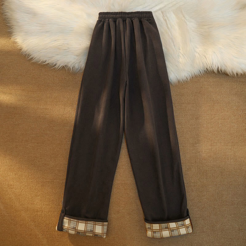 Pantaloni larghi da donna in velluto a coste di cotone patchwork con fodera in pile e tasche Buddha Stones - image 2