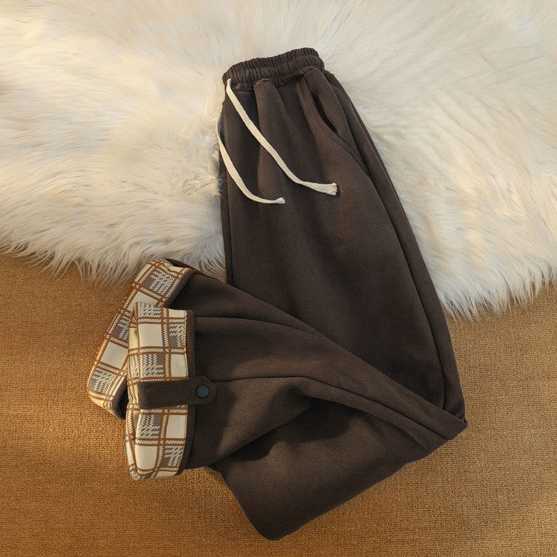 Pantaloni larghi da donna in velluto a coste di cotone patchwork con fodera in pile e tasche Buddha Stones - image 9