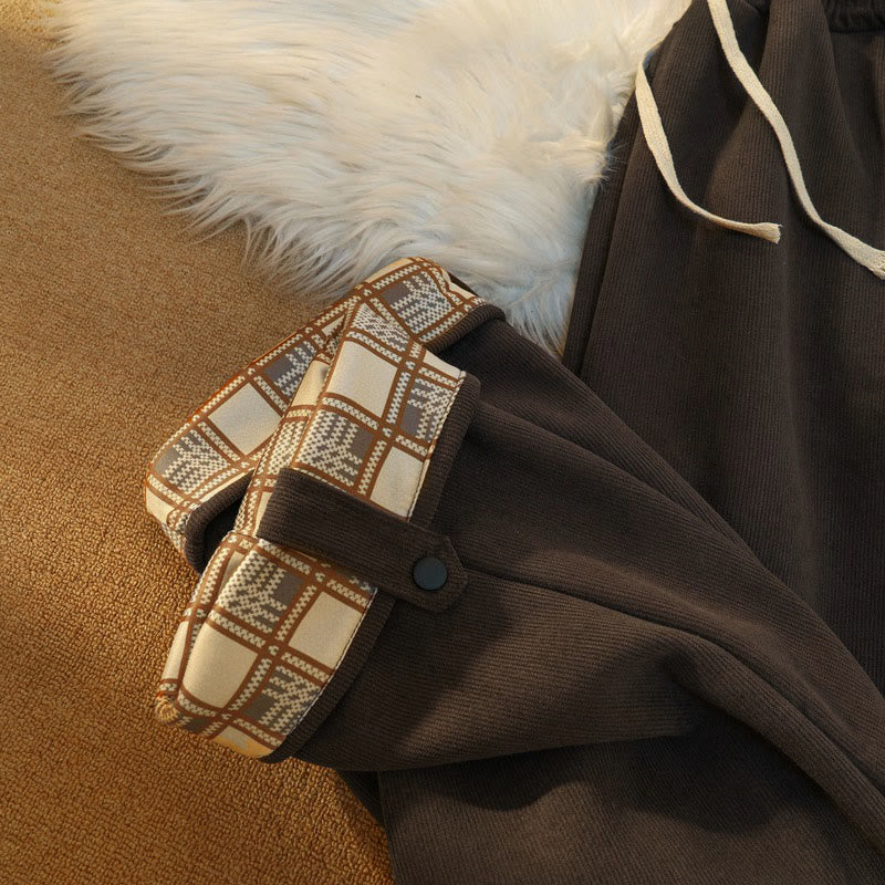 Pantaloni larghi da donna in velluto a coste di cotone patchwork con fodera in pile e tasche Buddha Stones - image 25