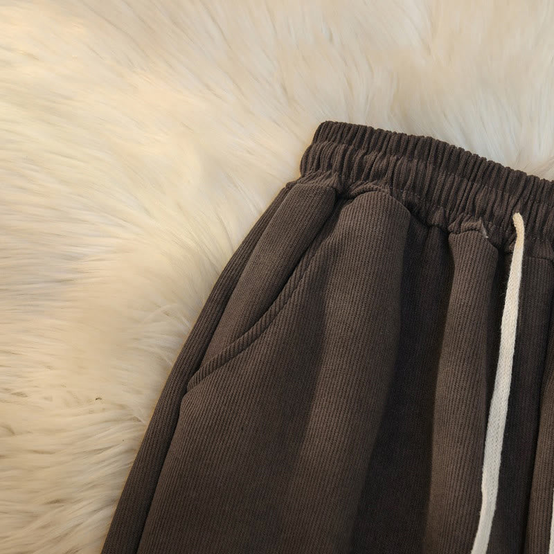 Pantaloni larghi da donna in velluto a coste di cotone patchwork con fodera in pile e tasche Buddha Stones - image 4