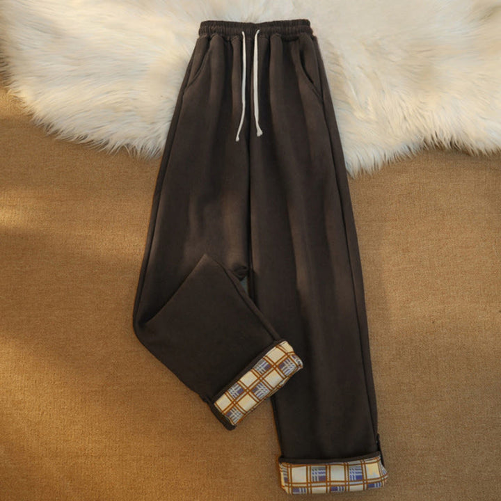 Pantaloni larghi da donna in velluto a coste di cotone patchwork con fodera in pile e tasche Buddha Stones - Marrone sella - US18, UK/AU22, EU50 (6XL) - image 1