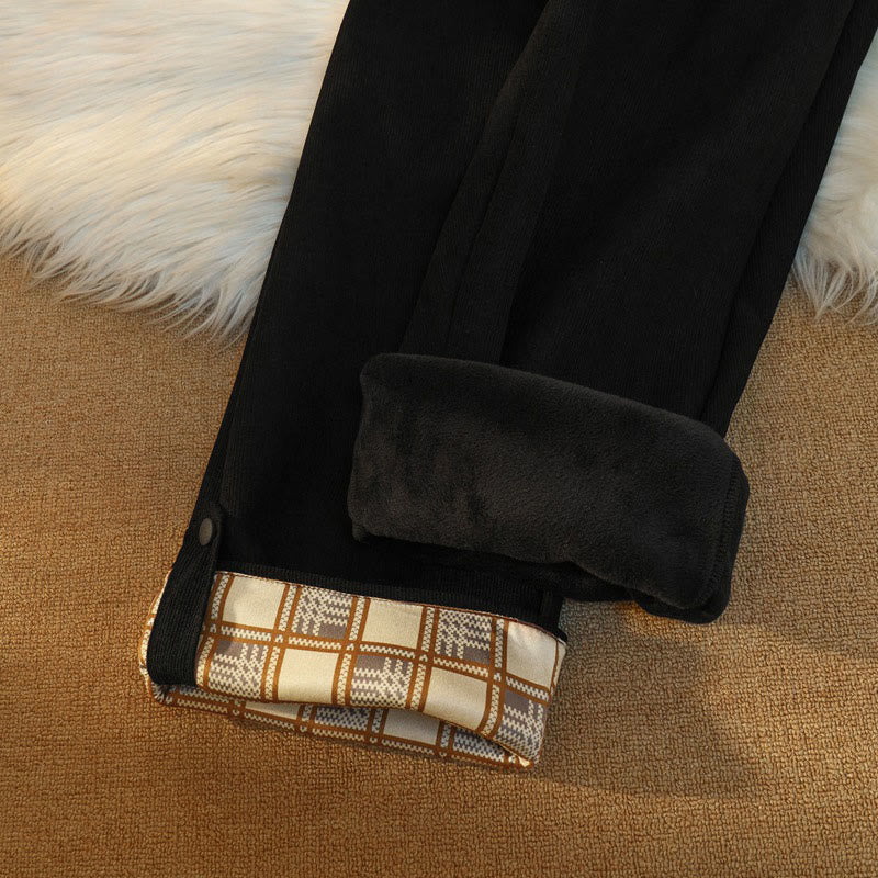 Pantaloni larghi da donna in velluto a coste di cotone patchwork con fodera in pile e tasche Buddha Stones - image 21