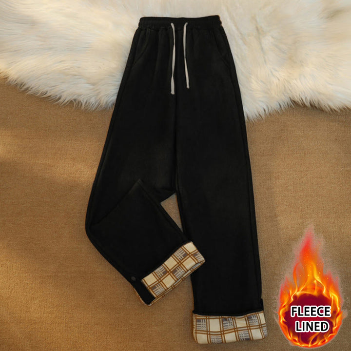 Pantaloni larghi da donna in velluto a coste di cotone patchwork con fodera in pile e tasche Buddha Stones - Nero (foderato in pile) - US18, UK/AU22, EU50 (6XL) - image 10