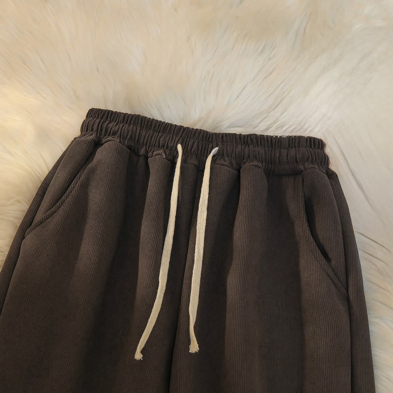 Pantaloni larghi da donna in velluto a coste di cotone patchwork con fodera in pile e tasche Buddha Stones - image 3