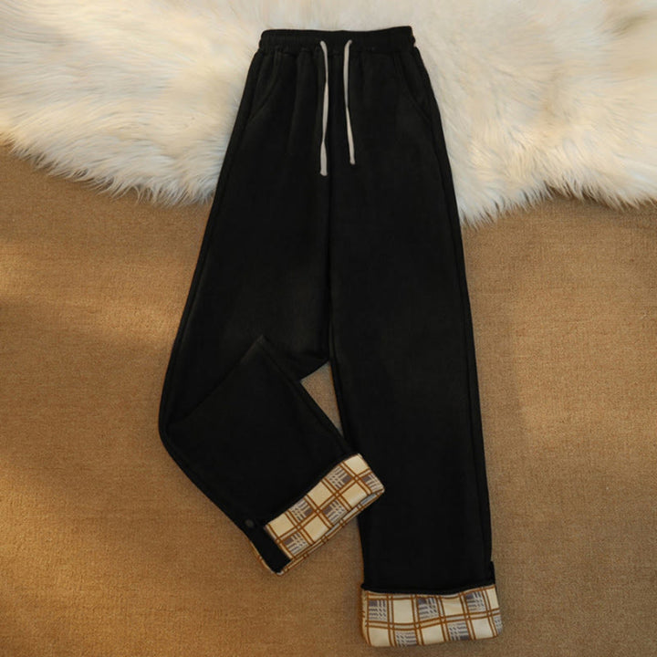 Pantaloni larghi da donna in velluto a coste di cotone patchwork con fodera in pile e tasche Buddha Stones - Nero - US18, UK/AU22, EU50 (6XL) - image 11