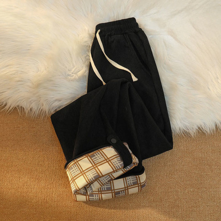 Pantaloni larghi da donna in velluto a coste di cotone patchwork con fodera in pile e tasche Buddha Stones - image 15