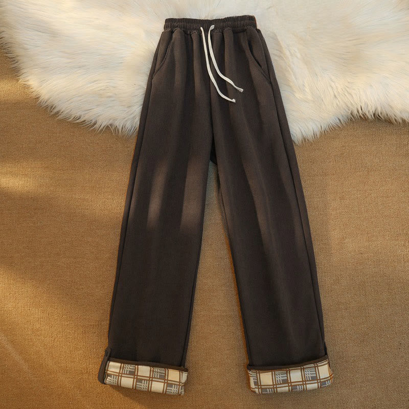 Pantaloni larghi da donna in velluto a coste di cotone patchwork con fodera in pile e tasche Buddha Stones - image 6
