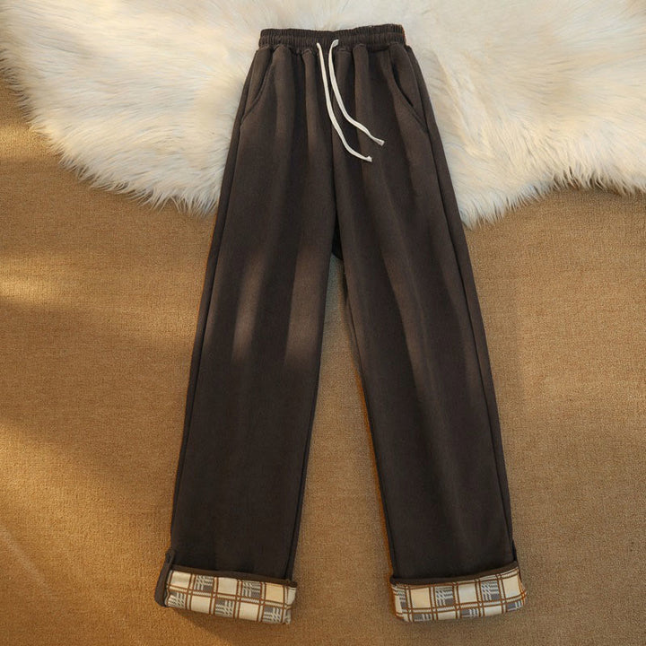 Pantaloni larghi da donna in velluto a coste di cotone patchwork con fodera in pile e tasche Buddha Stones - image 6