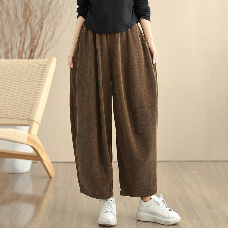Pantaloni harem in velluto a coste patchwork con tasche da donna di Buddha Stones - image 4