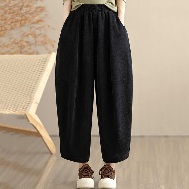 Pantaloni harem in velluto a coste patchwork con tasche da donna di Buddha Stones - Nero - US8-10, UK/AU12-14, EU40-42 (2XL) - image 17