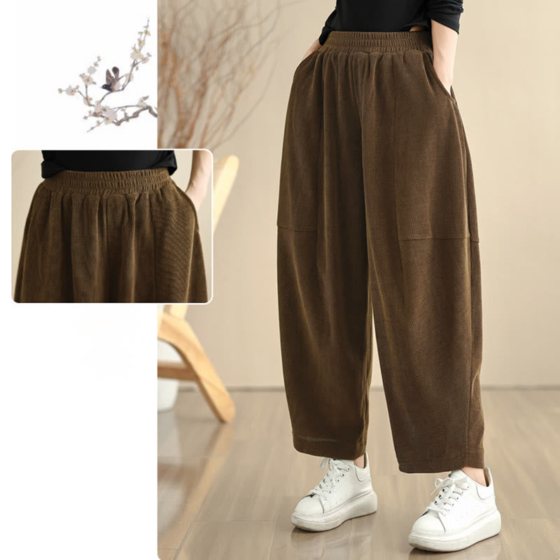 Pantaloni harem in velluto a coste patchwork con tasche da donna di Buddha Stones - image 14