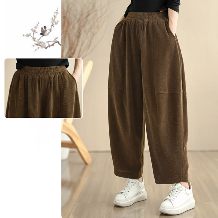 Pantaloni harem in velluto a coste patchwork con tasche da donna di Buddha Stones - image 14