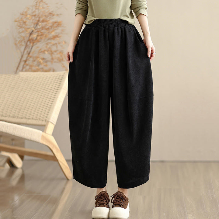 Pantaloni harem in velluto a coste patchwork con tasche da donna di Buddha Stones - image 18