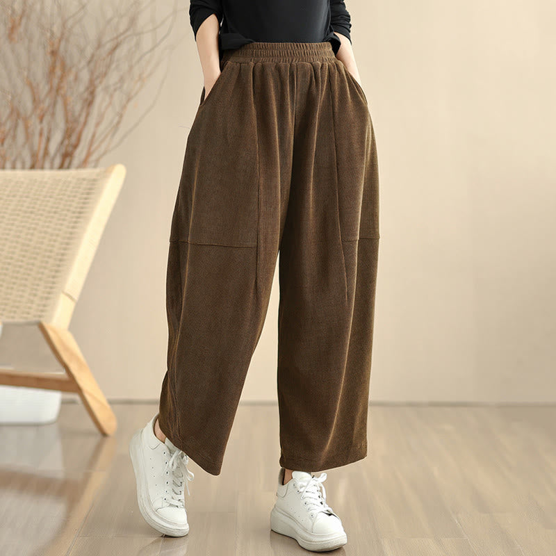 Pantaloni harem in velluto a coste patchwork con tasche da donna di Buddha Stones - image 6