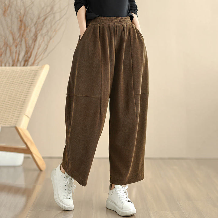 Pantaloni harem in velluto a coste patchwork con tasche da donna di Buddha Stones - image 6