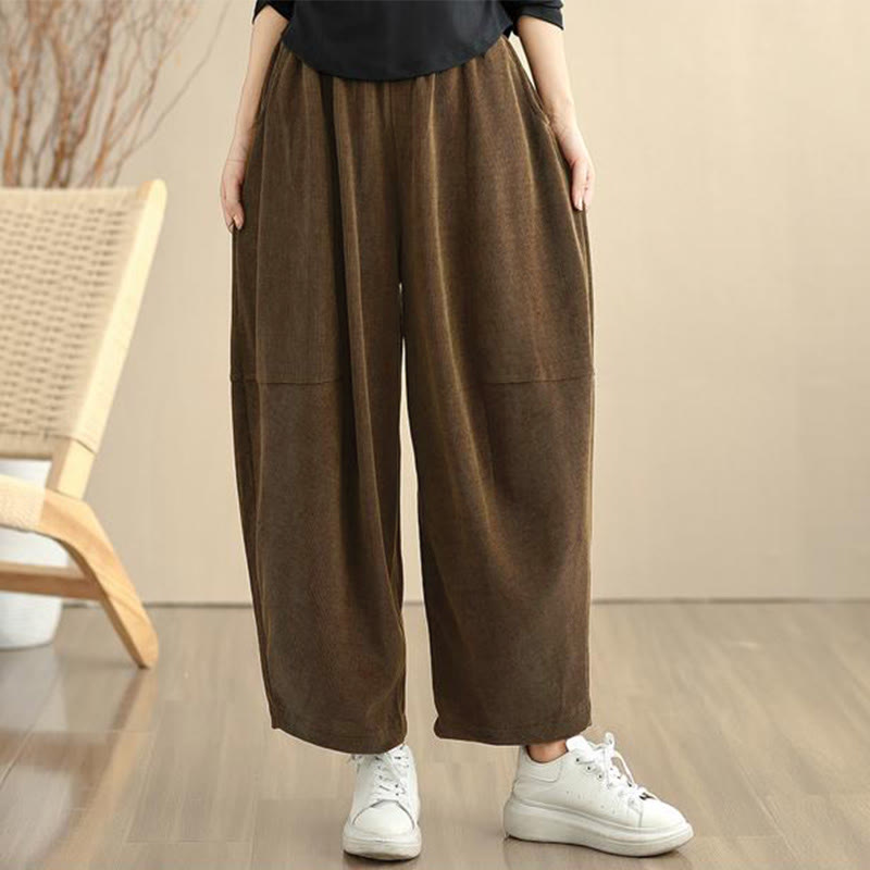 Pantaloni harem in velluto a coste patchwork con tasche da donna di Buddha Stones - image 7