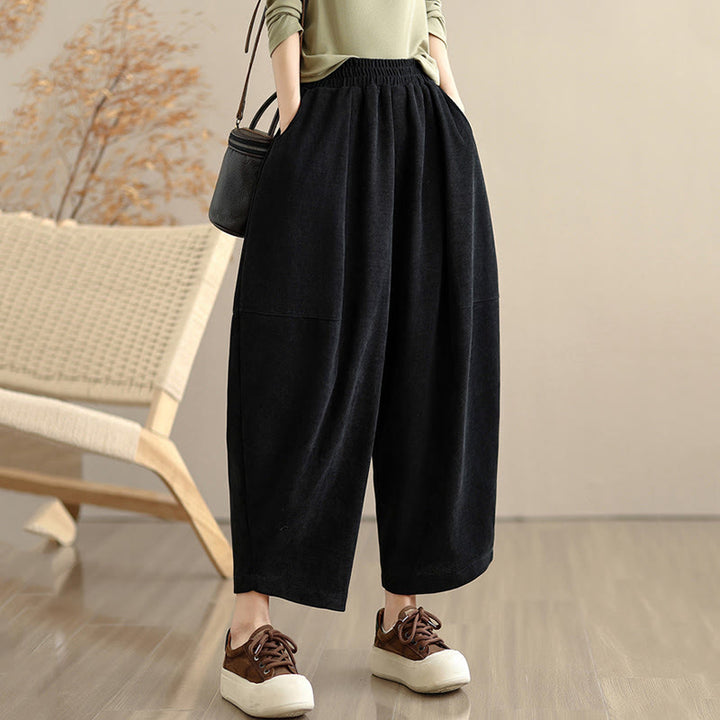 Pantaloni harem in velluto a coste patchwork con tasche da donna di Buddha Stones - image 22