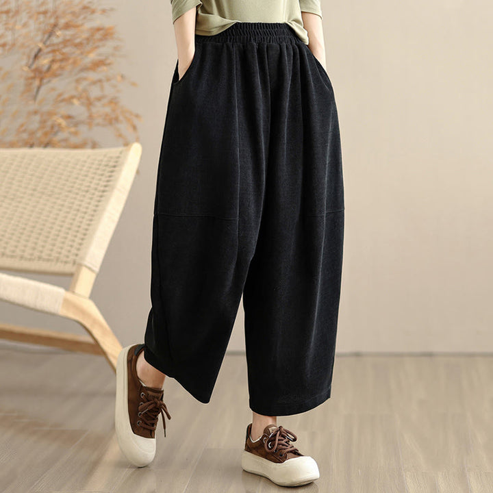 Pantaloni harem in velluto a coste patchwork con tasche da donna di Buddha Stones - image 21
