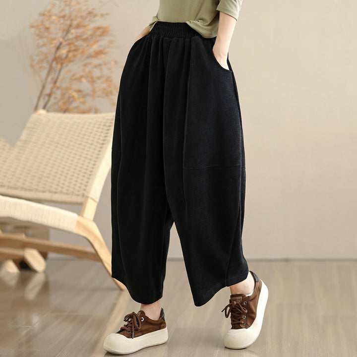 Pantaloni harem in velluto a coste patchwork con tasche da donna di Buddha Stones - image 19