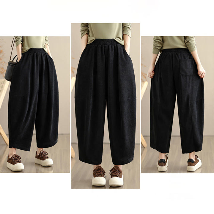 Pantaloni harem in velluto a coste patchwork con tasche da donna di Buddha Stones - image 24