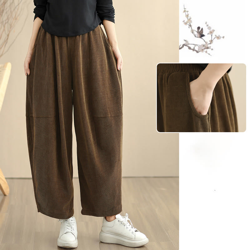 Pantaloni harem in velluto a coste patchwork con tasche da donna di Buddha Stones - image 15