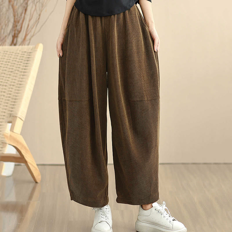Pantaloni harem in velluto a coste patchwork con tasche da donna di Buddha Stones - image 8