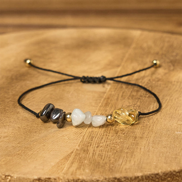 Bracciale con carta del successo in corda, citrino, avventurina verde e pirite di Buddha Stones - image 2