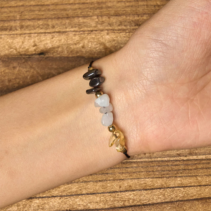 Bracciale con carta del successo in corda, citrino, avventurina verde e pirite di Buddha Stones - image 5