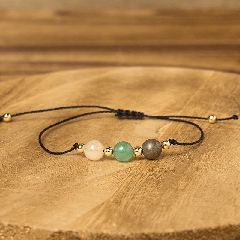 Bracciale con carta del successo in corda, citrino, avventurina verde e pirite di Buddha Stones - image 12