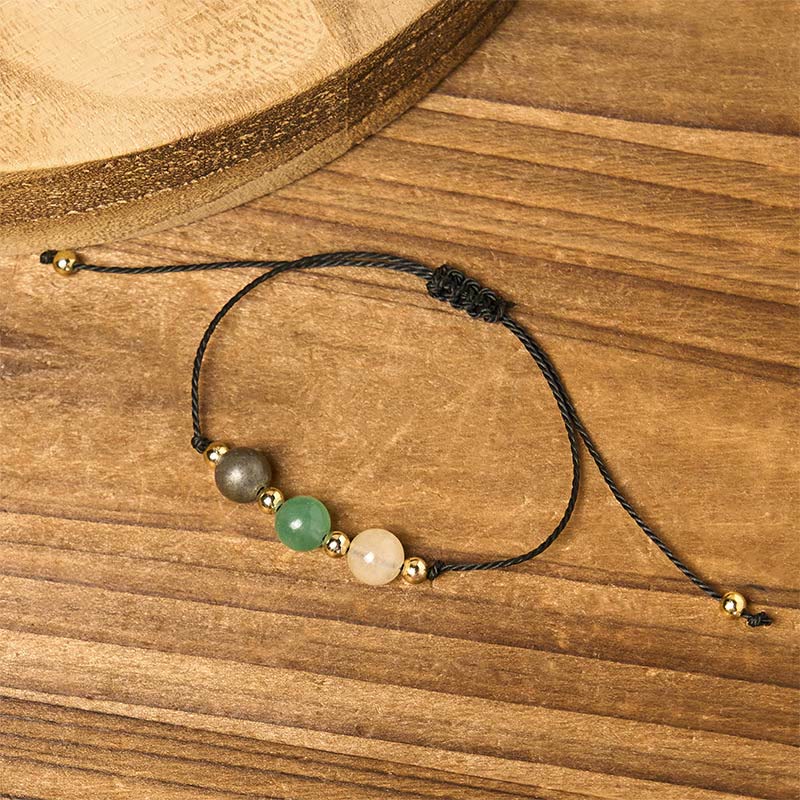 Bracciale con carta del successo in corda, citrino, avventurina verde e pirite di Buddha Stones - image 13