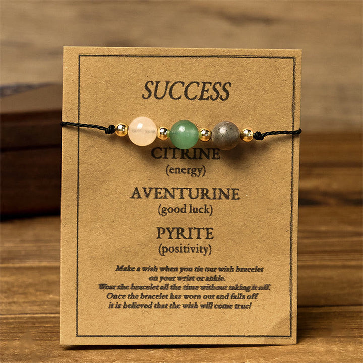 Bracciale con carta del successo in corda, citrino, avventurina verde e pirite di Buddha Stones - image 11