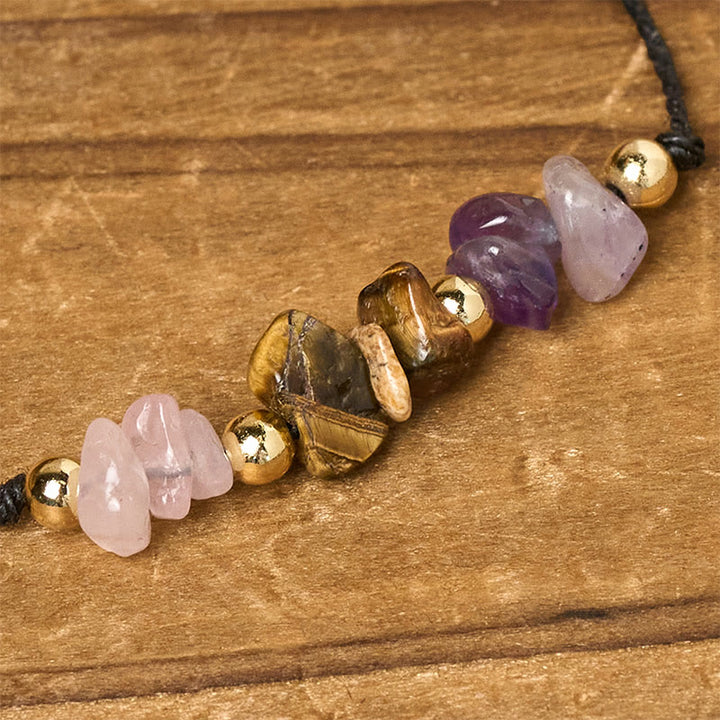 Braccialetto di corda con carta protettiva anti-ansia, Buddha Stones, ametista, occhio di tigre, quarzo rosa - image 4