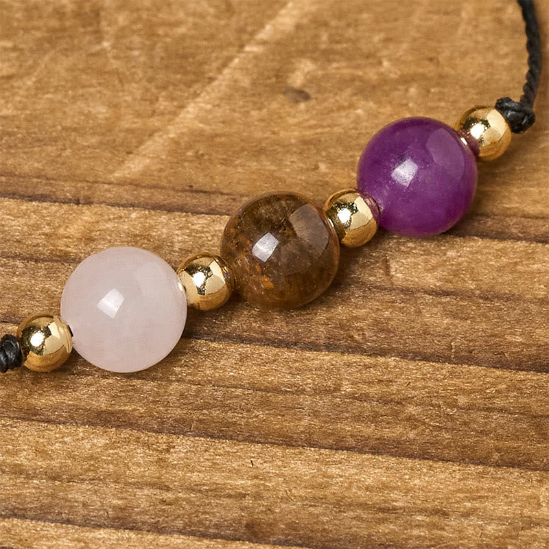 Braccialetto di corda con carta protettiva anti-ansia, Buddha Stones, ametista, occhio di tigre, quarzo rosa - image 14
