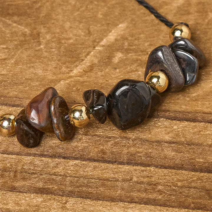 Braccialetto di corda con carta di protezione in pirite, tormalina nera, occhio di tigre Buddha Stones - image 4