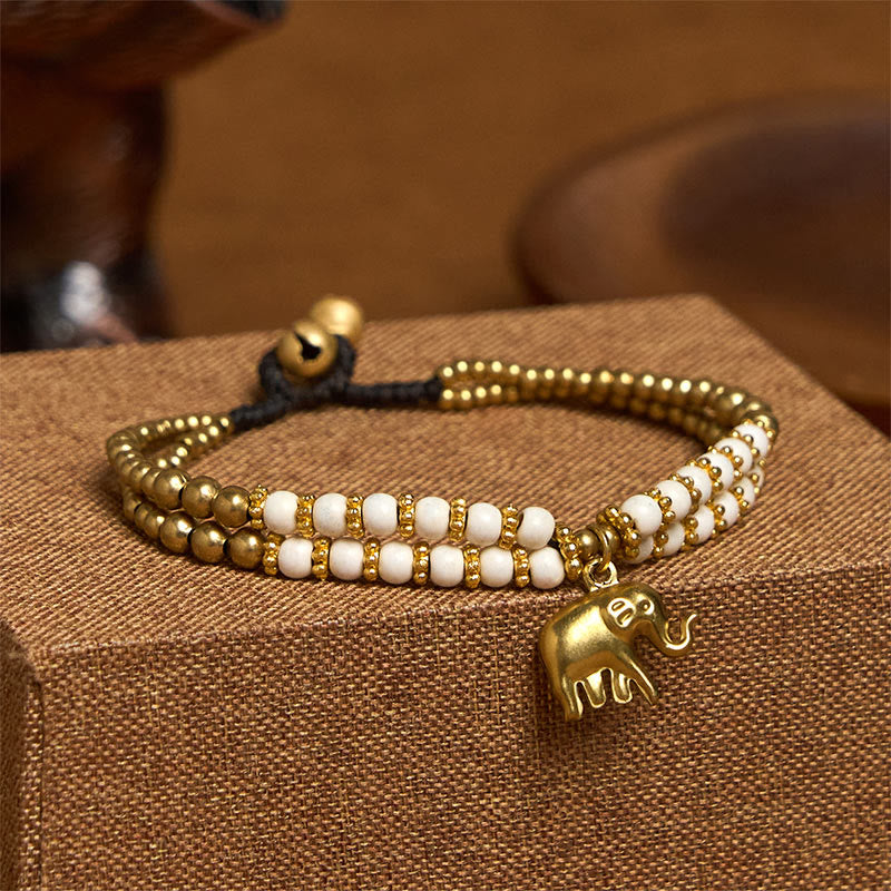 Bracciale Buddha Stones Turquoise Elephant Luck in rame placcato a doppio strato e resistenza - image 2