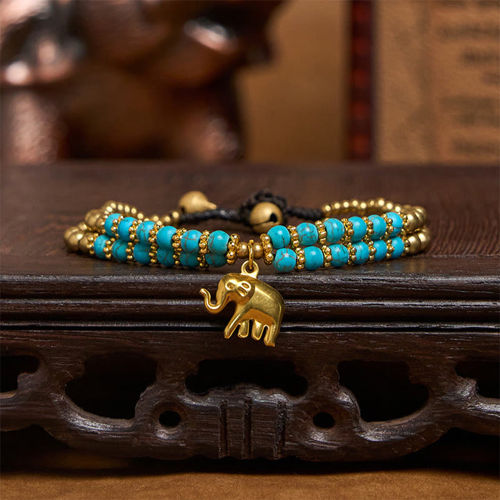 Bracciale Buddha Stones Turquoise Elephant Luck in rame placcato a doppio strato e resistenza - image 19