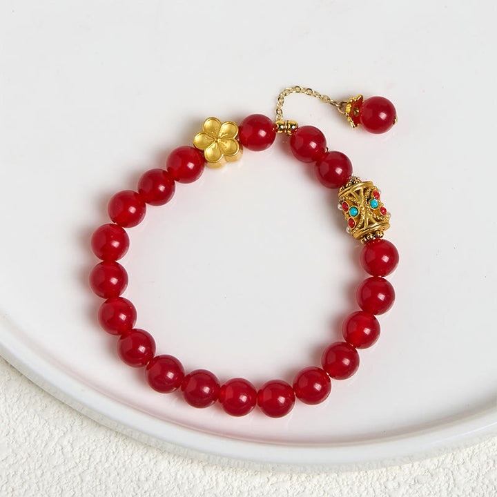 Braccialetto di positività con fiori di pietra di cristallo di agata bianca tibetana Buddha Stones - image 7