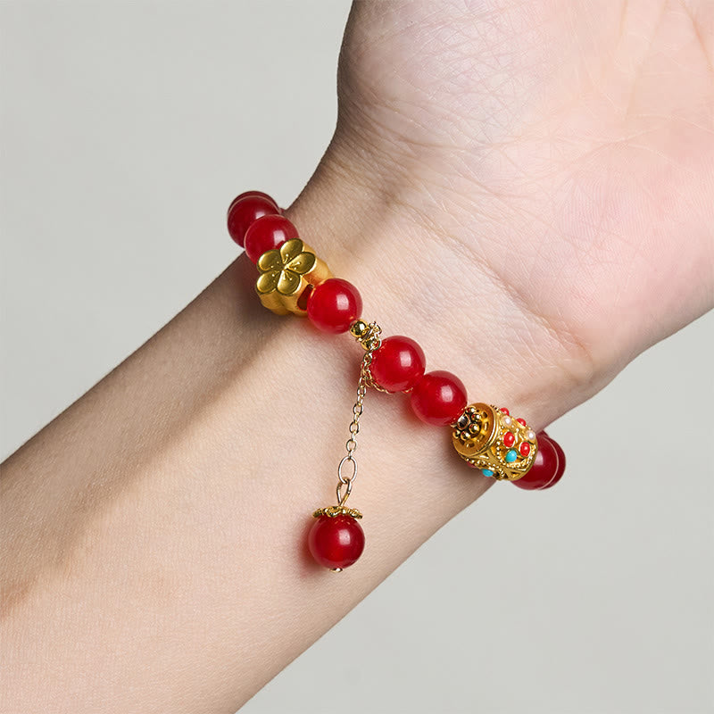 Braccialetto di positività con fiori di pietra di cristallo di agata bianca tibetana Buddha Stones - image 8